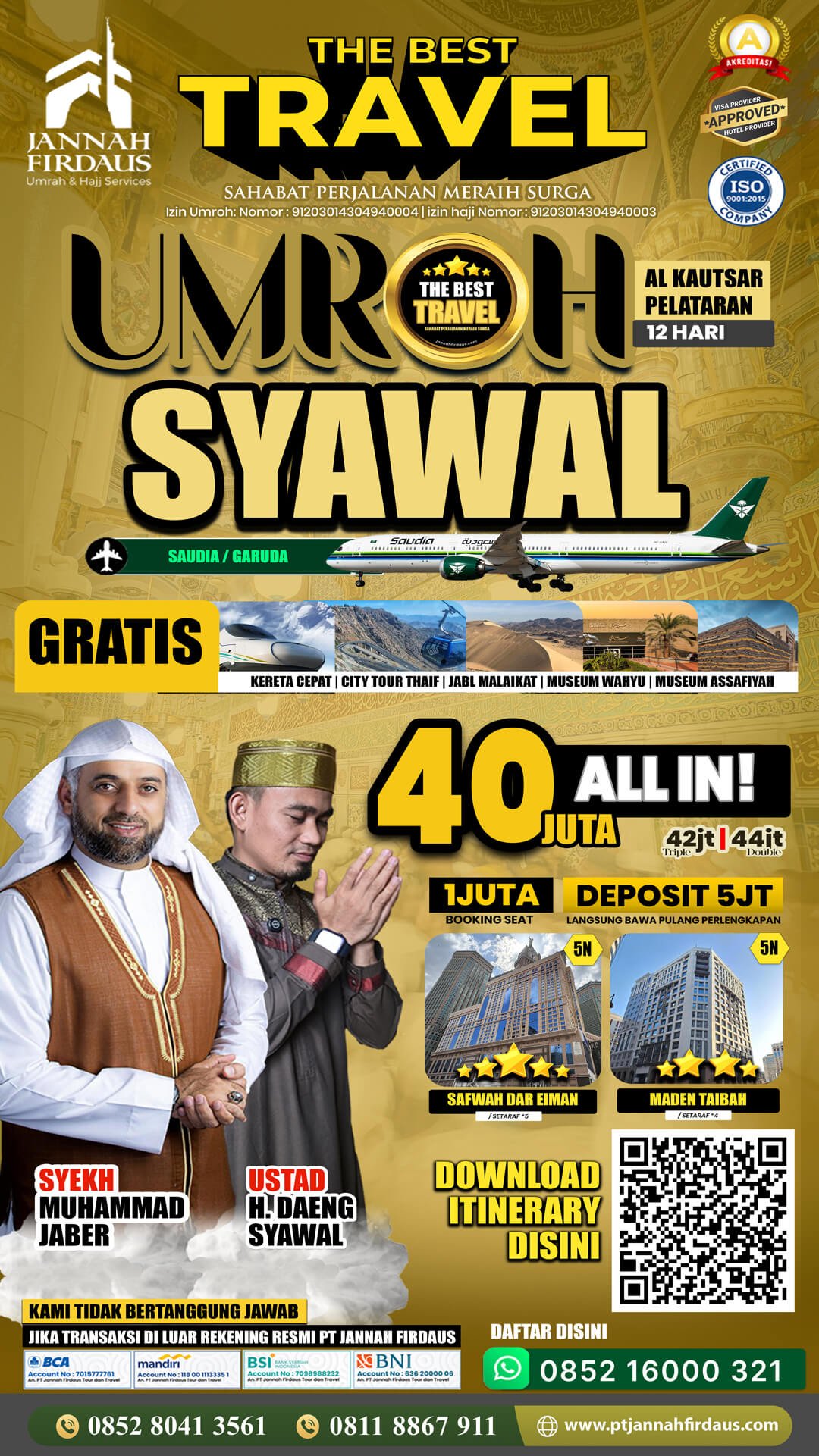 Harga Umroh Maret 2026 21 umroh syawal 2026 paket alkautsar hotel pelataran 12 hari