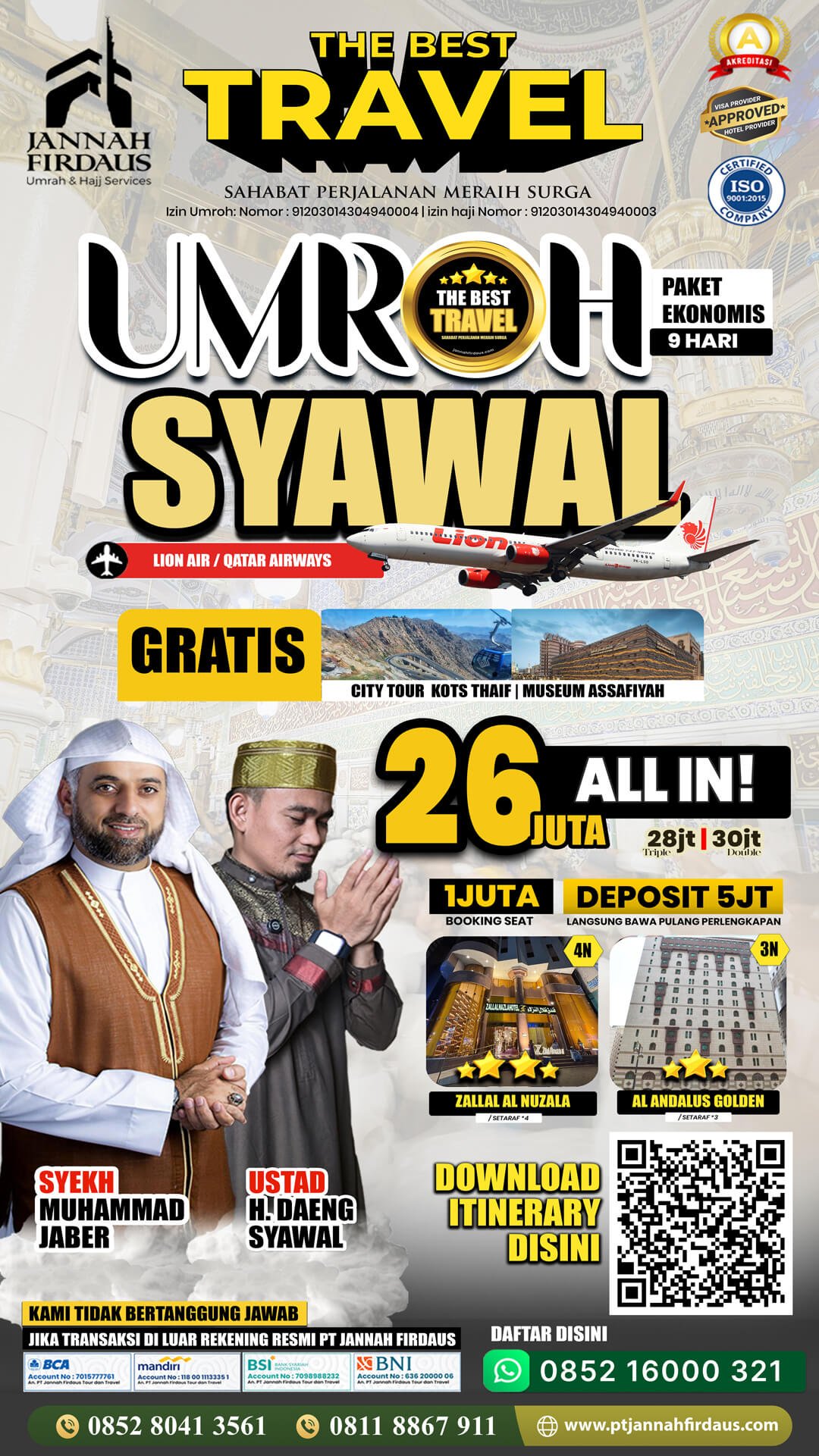 Harga Umroh Maret 2026 17 umroh syawal 2026 paket ekonomis 9 hari