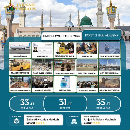 umroh awal tahun alhusna 2026 paket 12 hari