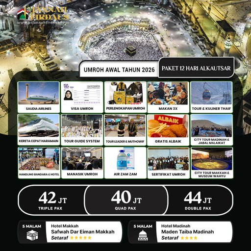 umroh awal tahun alkautsar 2026 paket 12 hari