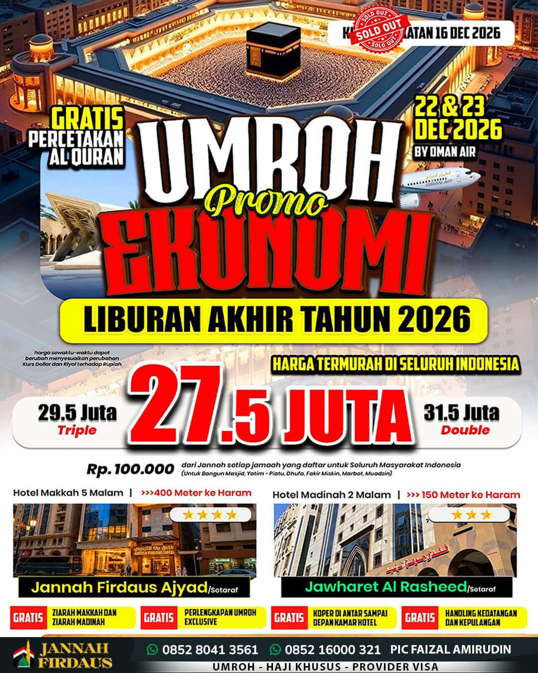 umroh akhir tahun 2026 paket ekonomis 9 hari