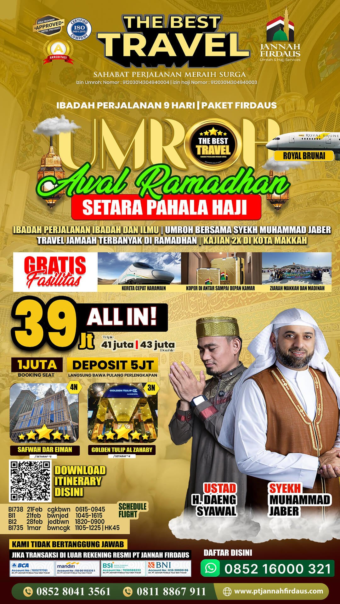 umroh awal ramadhan 2026 firdaus paket 9 hari royal brunei