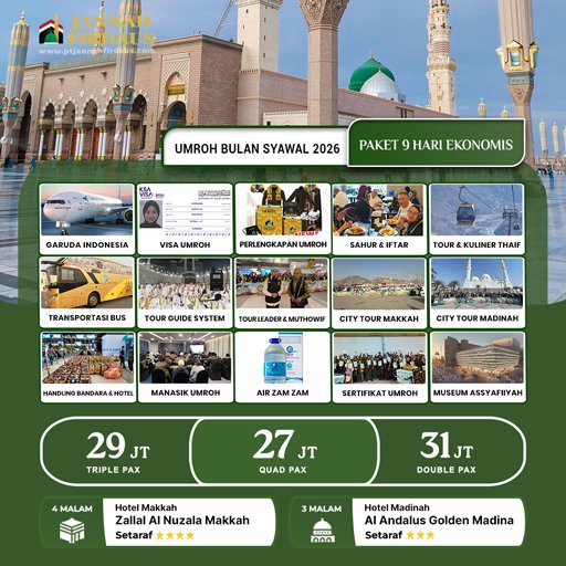 umroh bulan syawal promo ekonomis 2026 paket 9 hari by garuda indonesia