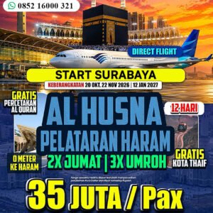 umroh surabaya jannah firdaus paket alhusna 12 hari hotel pelataran 1448 hijriah