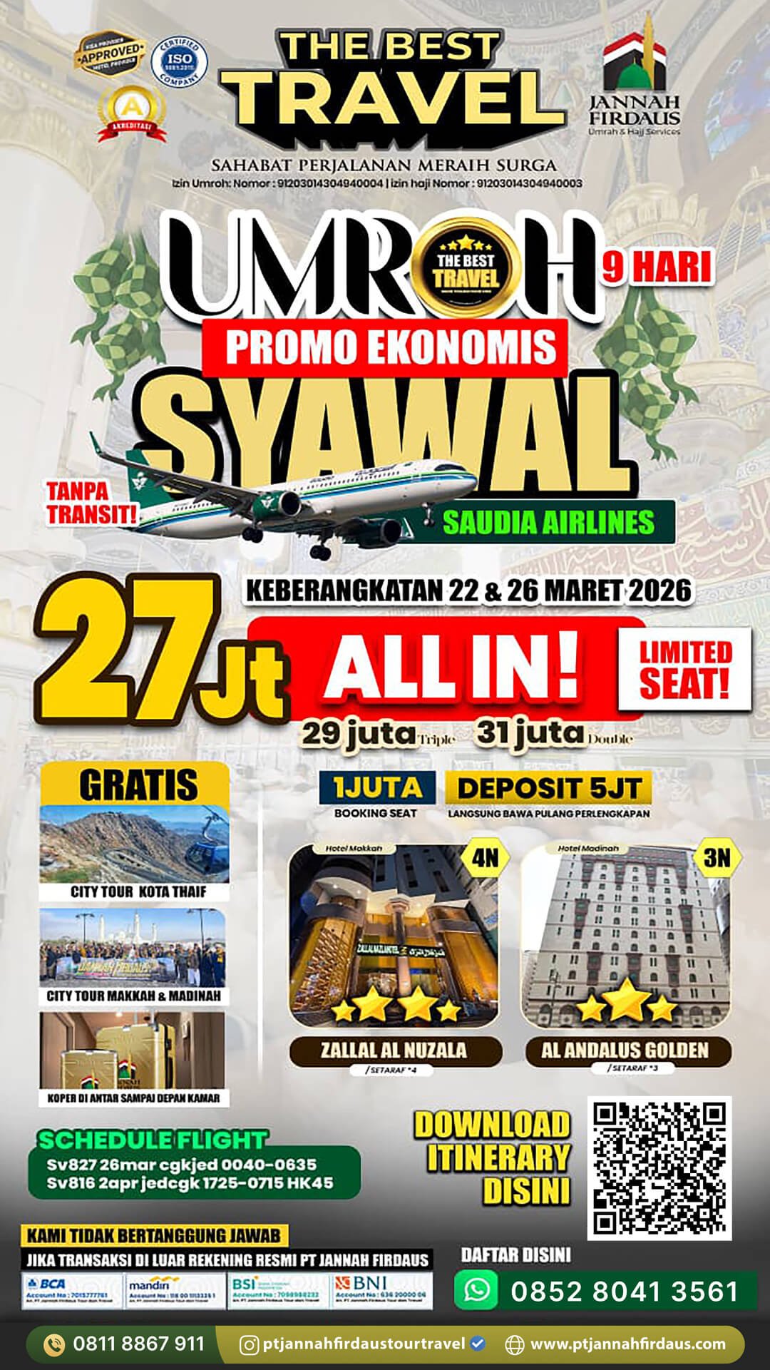 umroh syawal 2026 paket ekonomis 9 hari sv