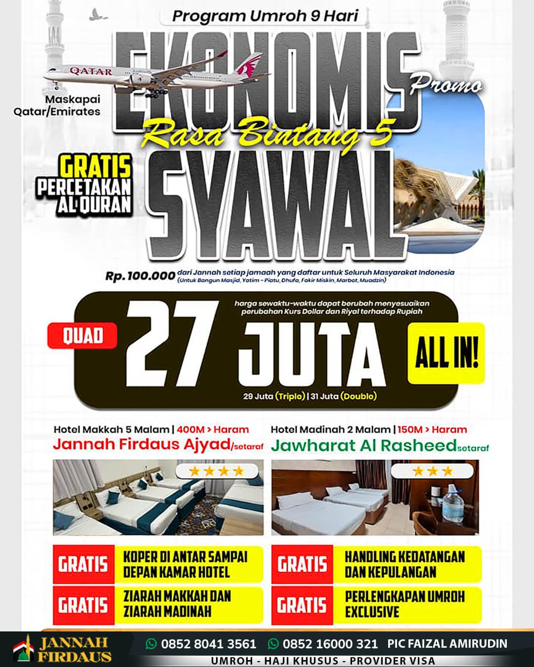 umroh syawal 2027 jannah firdaus paket promo ekonomis 9 hari