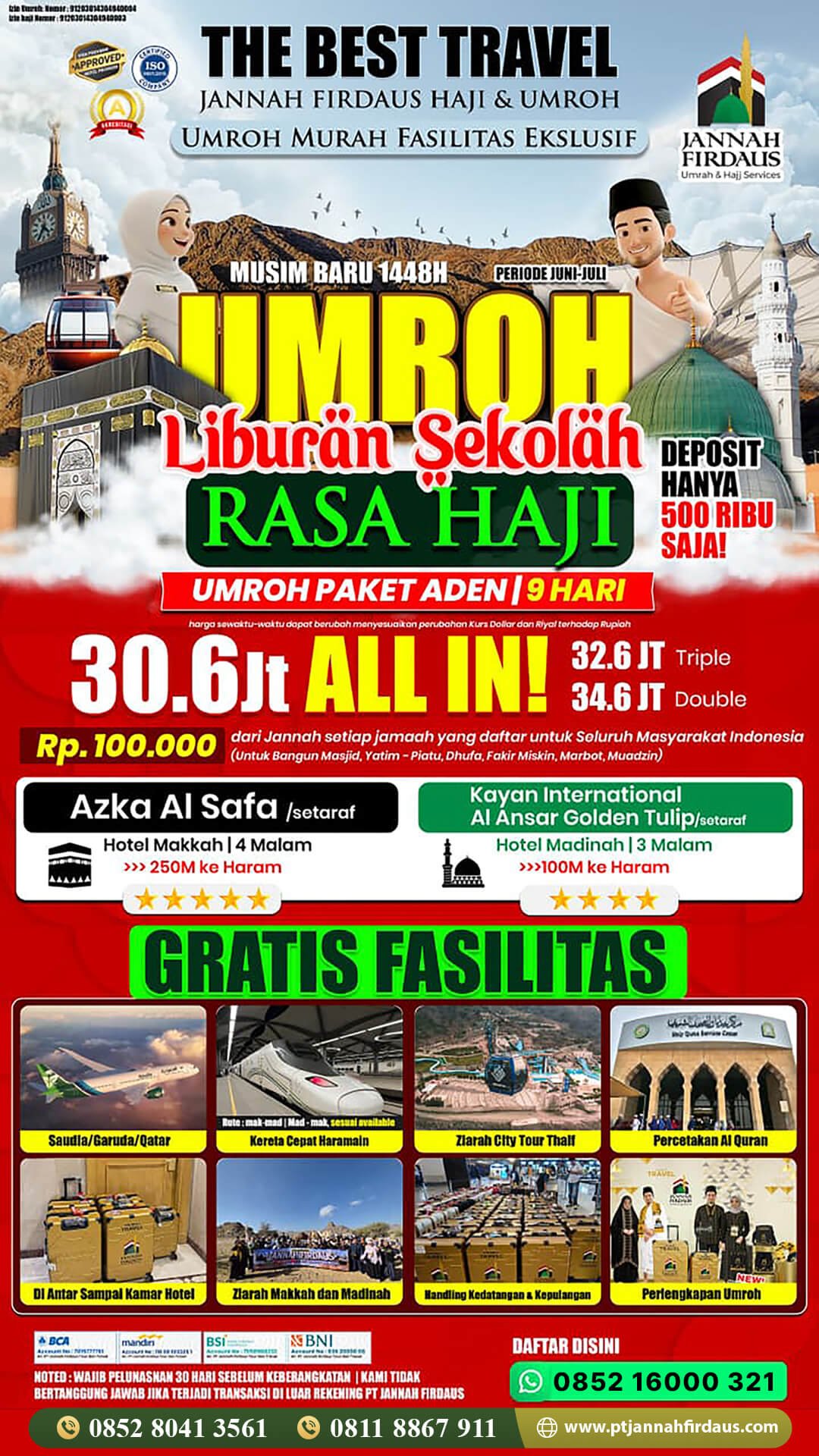 Harga Umroh Desember 2026 3 umroh 1448 hijriah paket aden