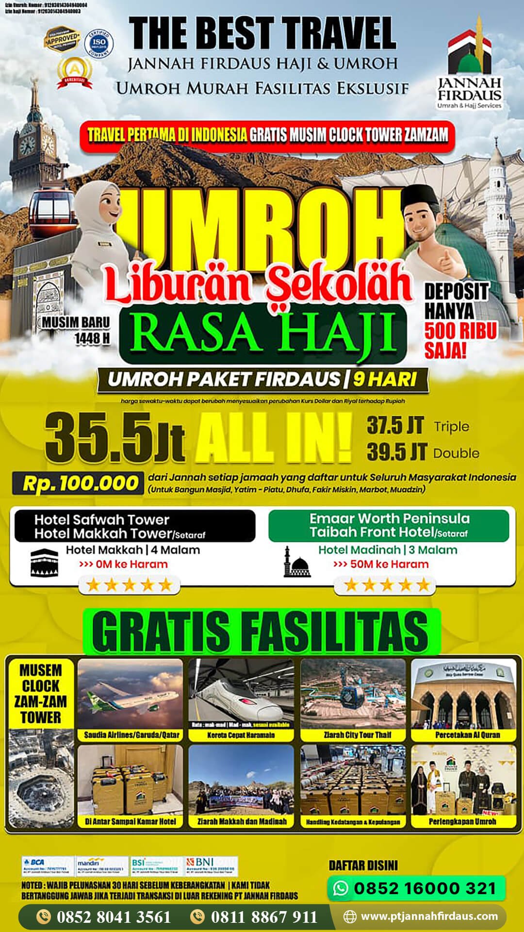 Harga Umroh Desember 2026 4 umroh 1448 hijriah paket firdaus
