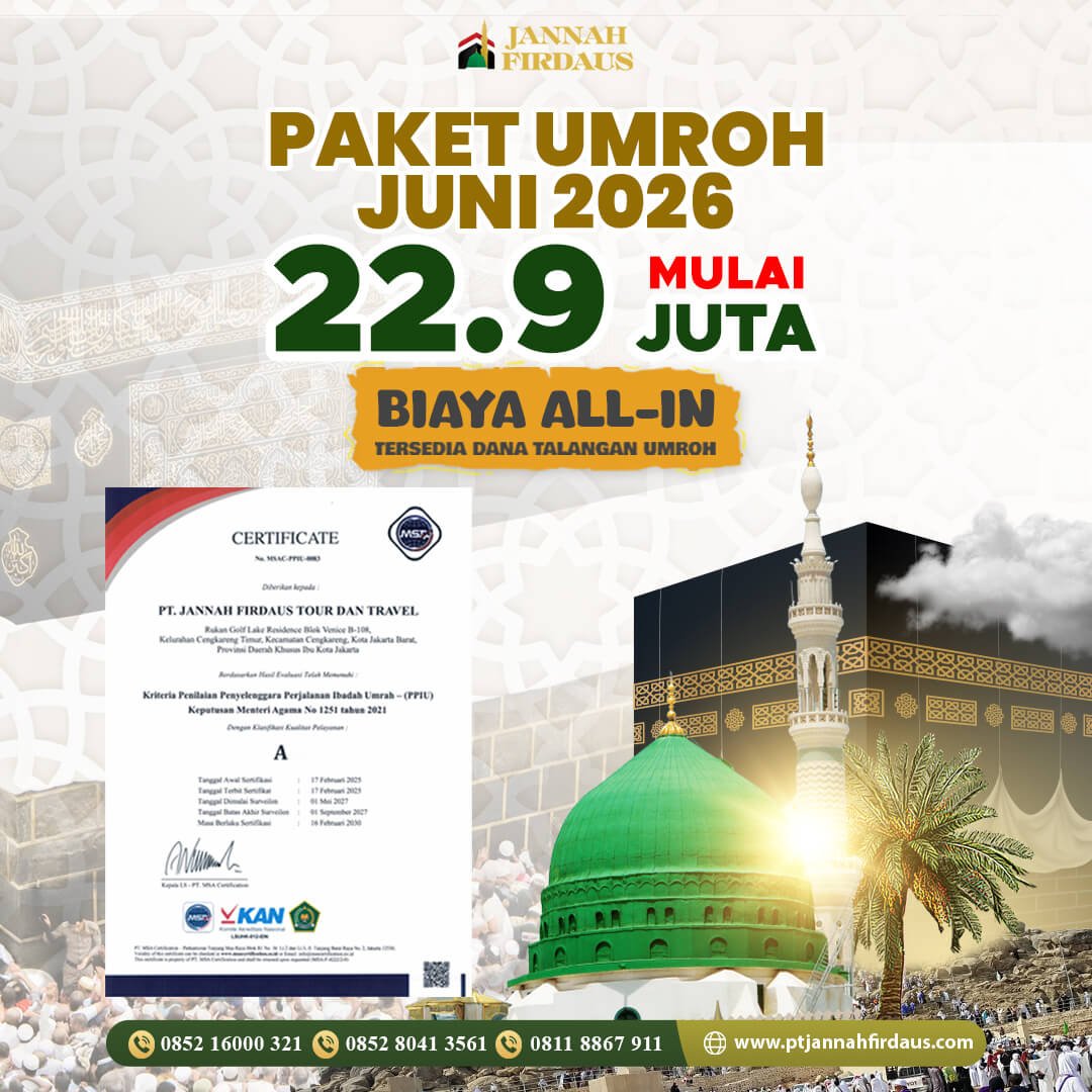 umroh juni 2026 1448 hijriah jannah firdaus