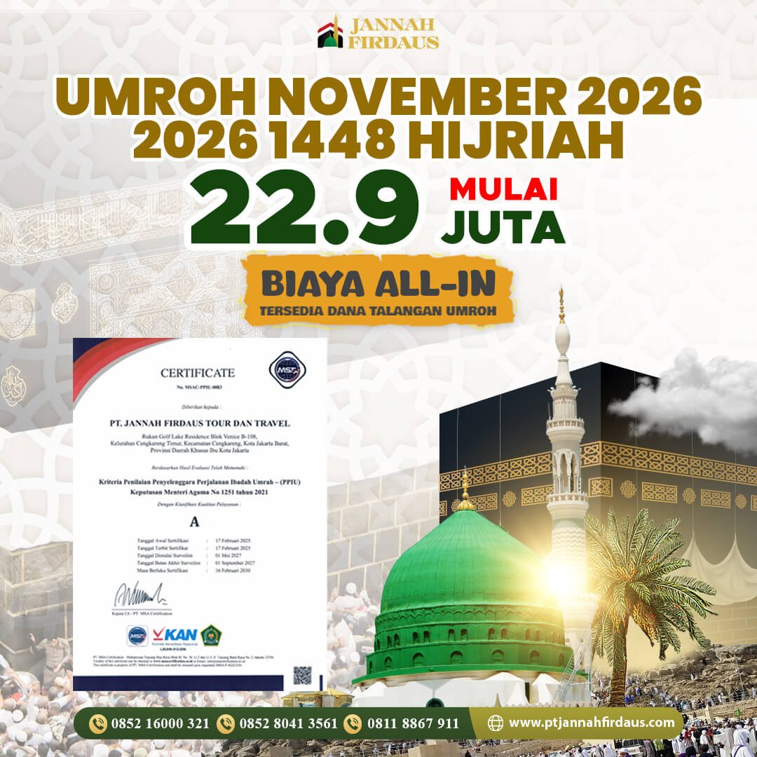 umroh november 2026 1448 hijriah jannah firdaus