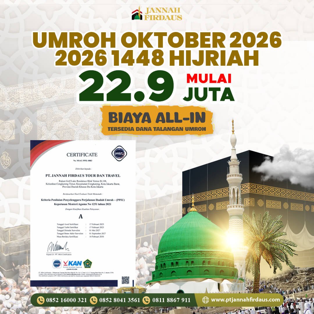 umroh oktober 2026 1448 hijriah jannah firdaus
