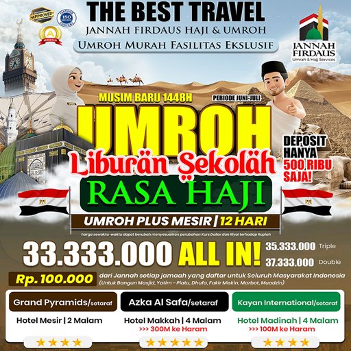 umroh plus mesir 2026 1448 hijriah jannah firdaus