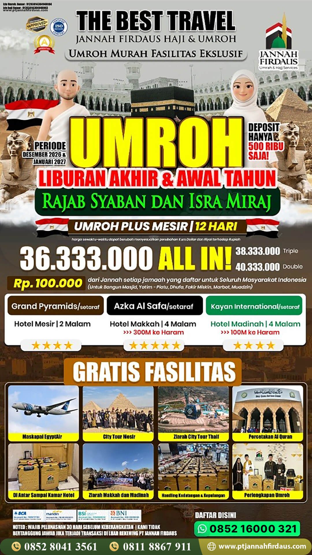 Harga Umroh Awal Tahun 2027 28 umroh plus mesir 2026 akhir tahun