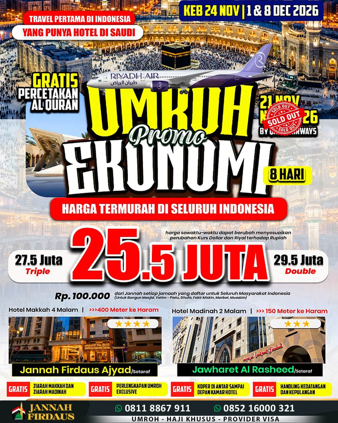 umroh november 2026 promo ekonomis 8 hari