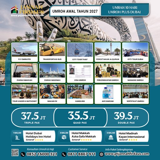 Harga Umroh 2027 35 umroh plus dubai awal tahun 2027