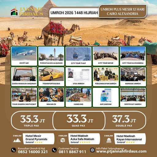 umroh plus mesir 2026 1448 hijriah jannah firdaus