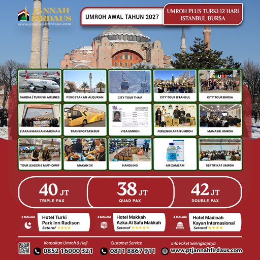 Harga Umroh 2027 37 umroh plus turki awal tahun 2027
