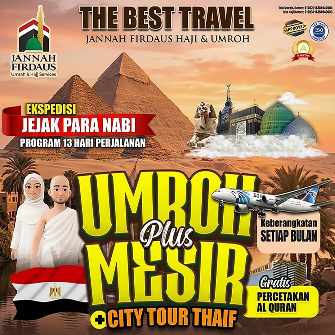 umroh plus mesir 13 hari 2026 berangkat setiap bulan