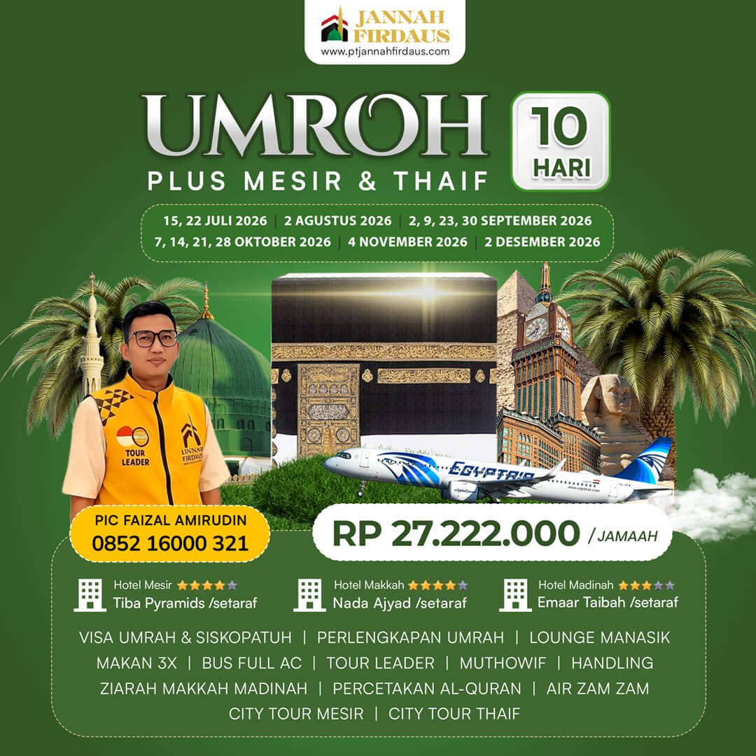 umroh plus mesir 2026 jannah firdaus 10 hari