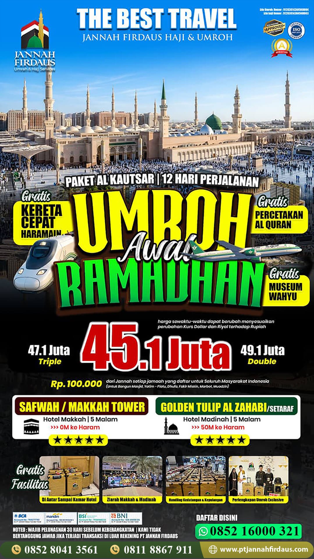 Harga Umroh Hotel Pelataran Masjid 2026 2027 6 umroh awal ramadhan 2027 alkautsar