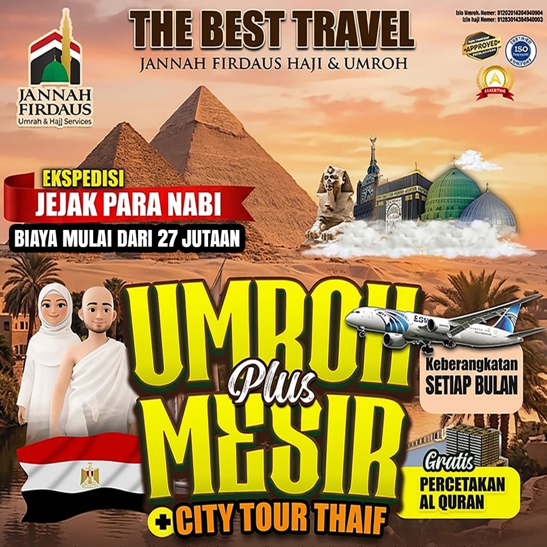 umroh plus mesir 2026 2027 keberangkatan setiap bulan