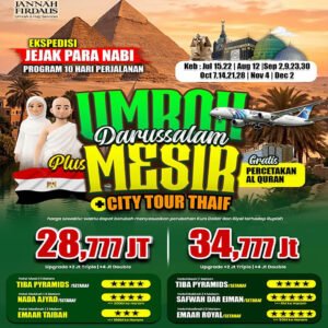 umroh plus mesir 2026 jannah firdaus tour travel 10 hari darussalam