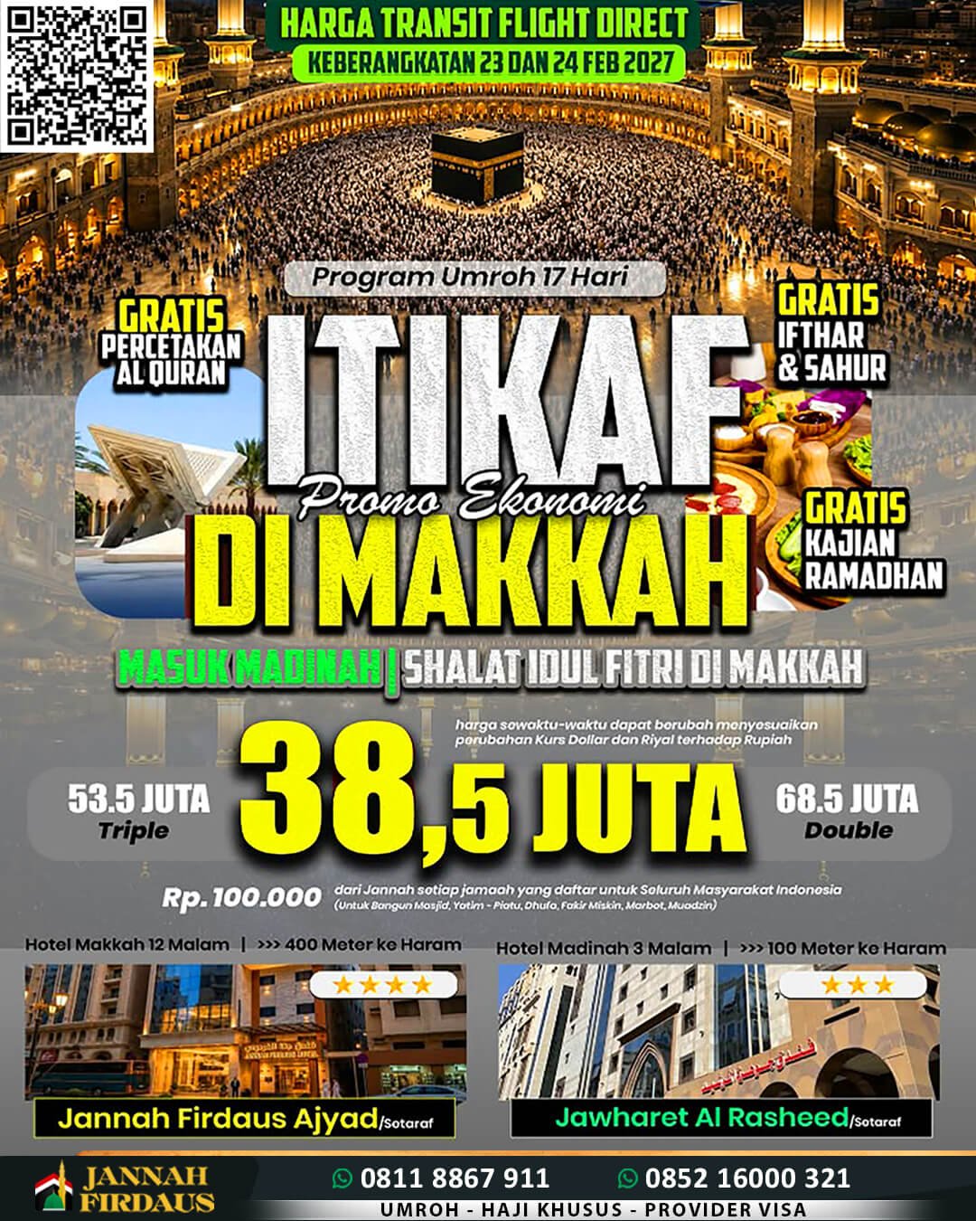 paket umroh itikaf ramadhan 2027 jannah firdaus 17 hari ekonomis masuk madinah