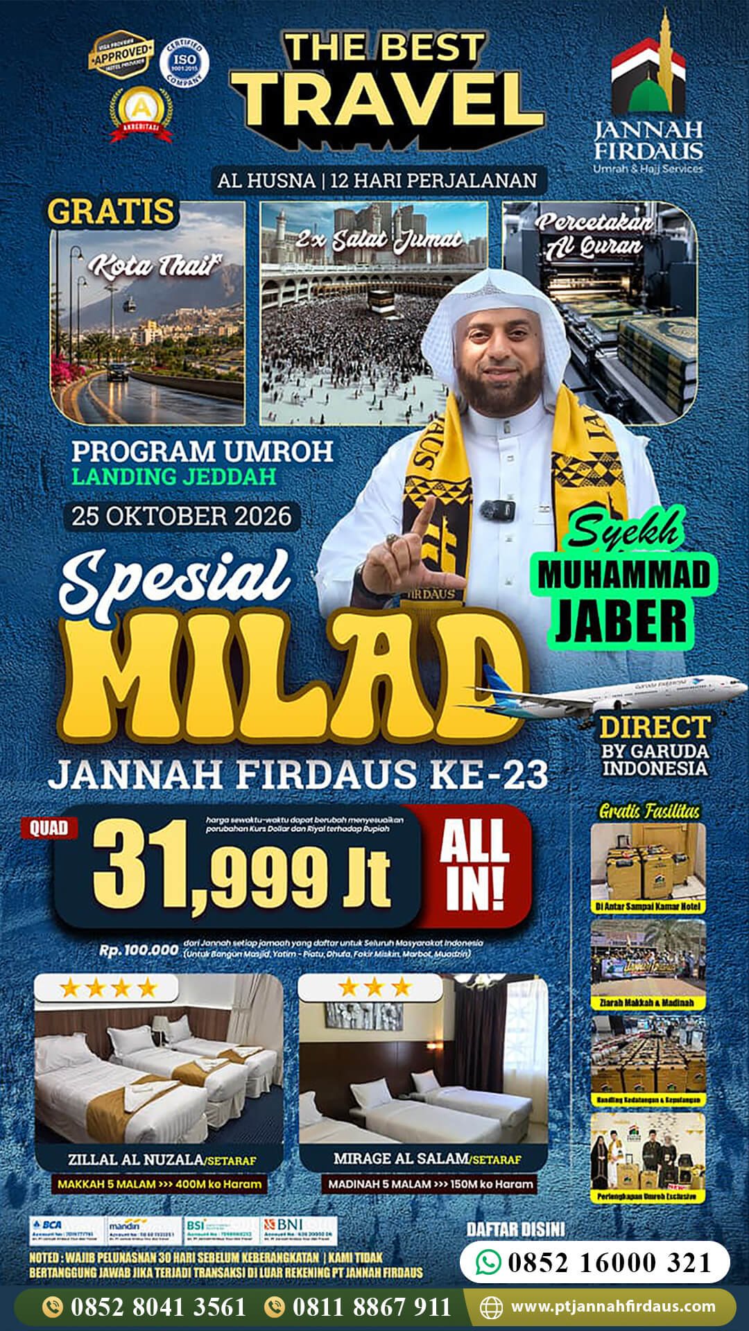 Harga Umroh Oktober 2026 24 umroh 2026 milad jannah firdaus paket alhusna