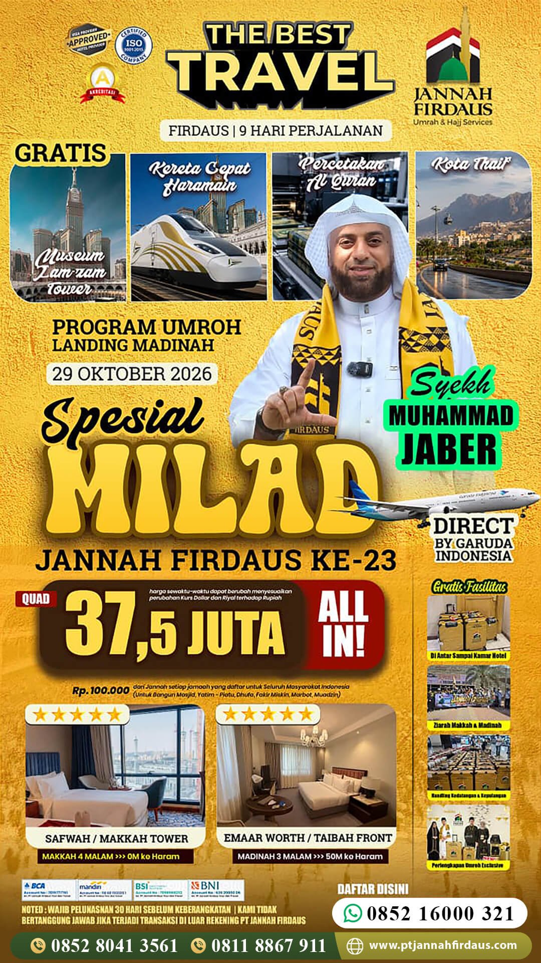 Harga Umroh Oktober 2026 17 umroh 2026 milad jannah firdaus paket firdaus
