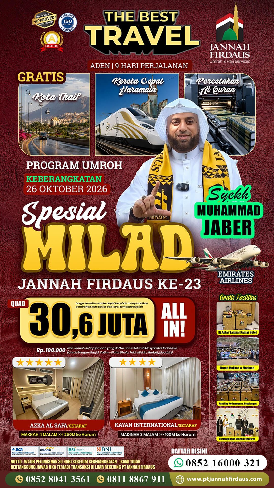 Harga Umroh Oktober 2026 14 umroh 2026 milad jannah firdaus tour travel paket aden