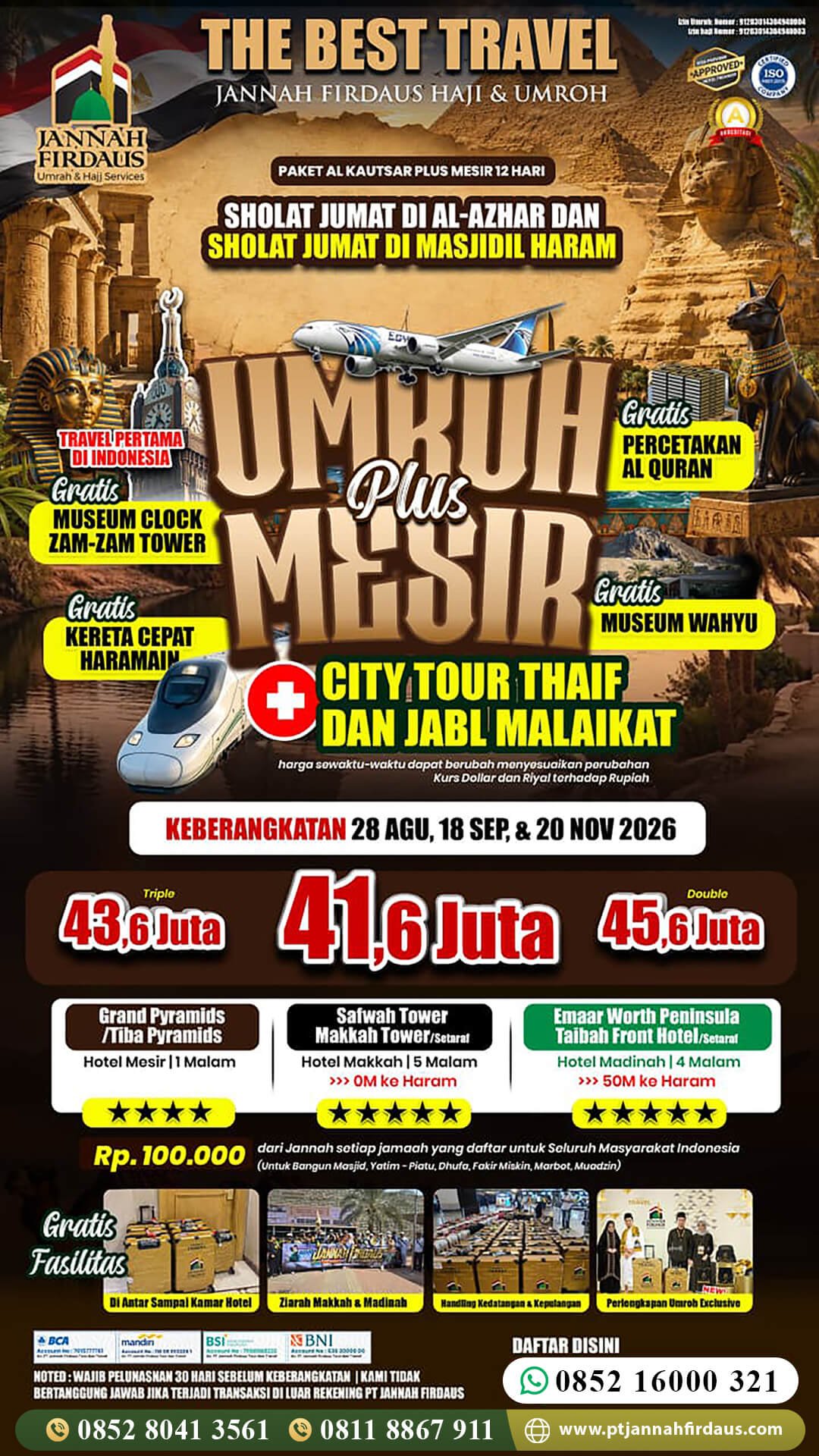 Harga Umroh Oktober 2026 29 umroh plus mesir 2026 jannah firdaus paket alkautsar 12 hari 1448 hijriah