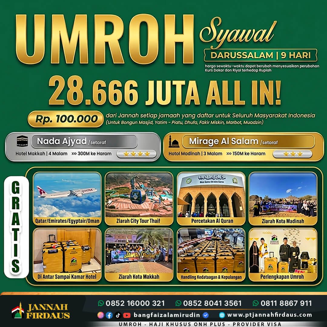 Harga Umroh April 2026 6 umroh syawal 1448 hijriah darussalam