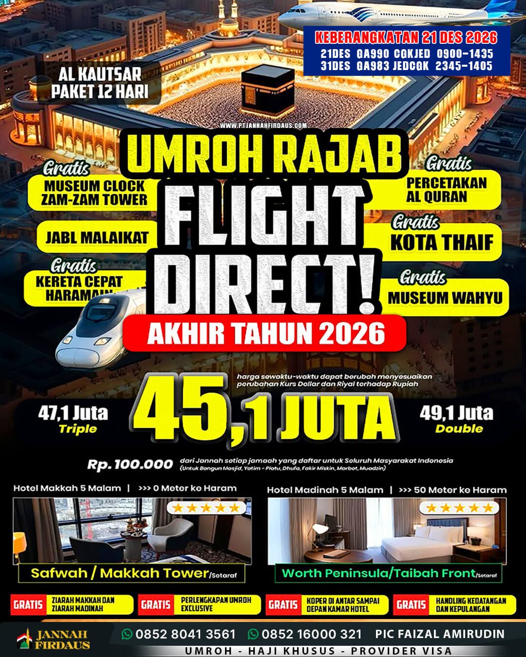Harga Umroh Akhir Tahun 2026 13 umroh 12 hari akhir tahun 2026 paket alkautsar 21 desember