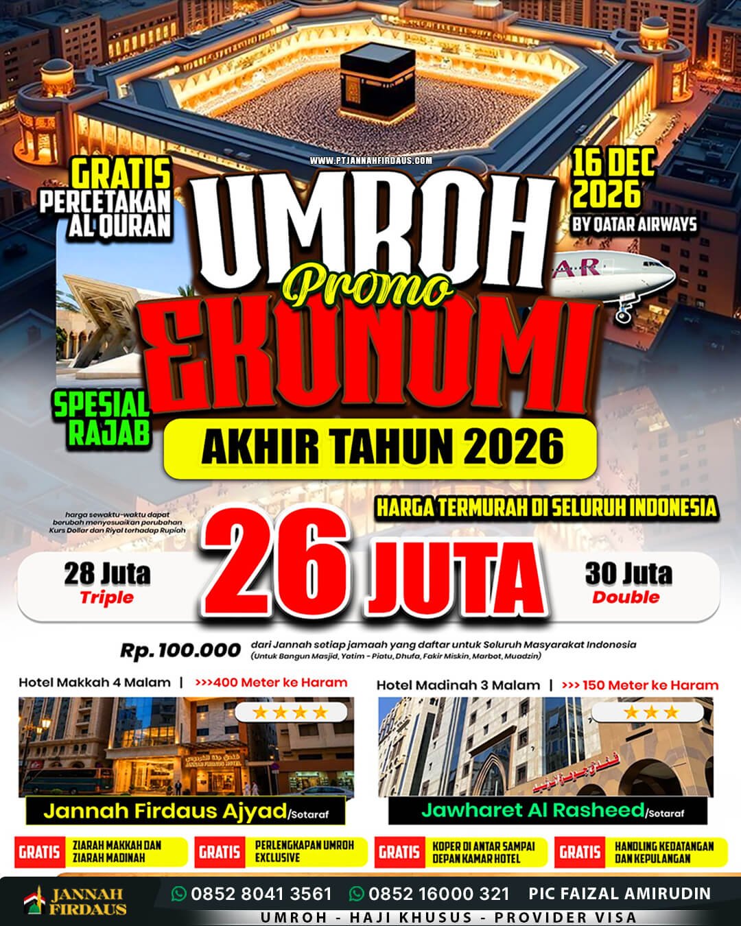 Harga Umroh Akhir Tahun 2026 9 umroh 9 hari akhir tahun 2026 paket ekonomis 16 desember