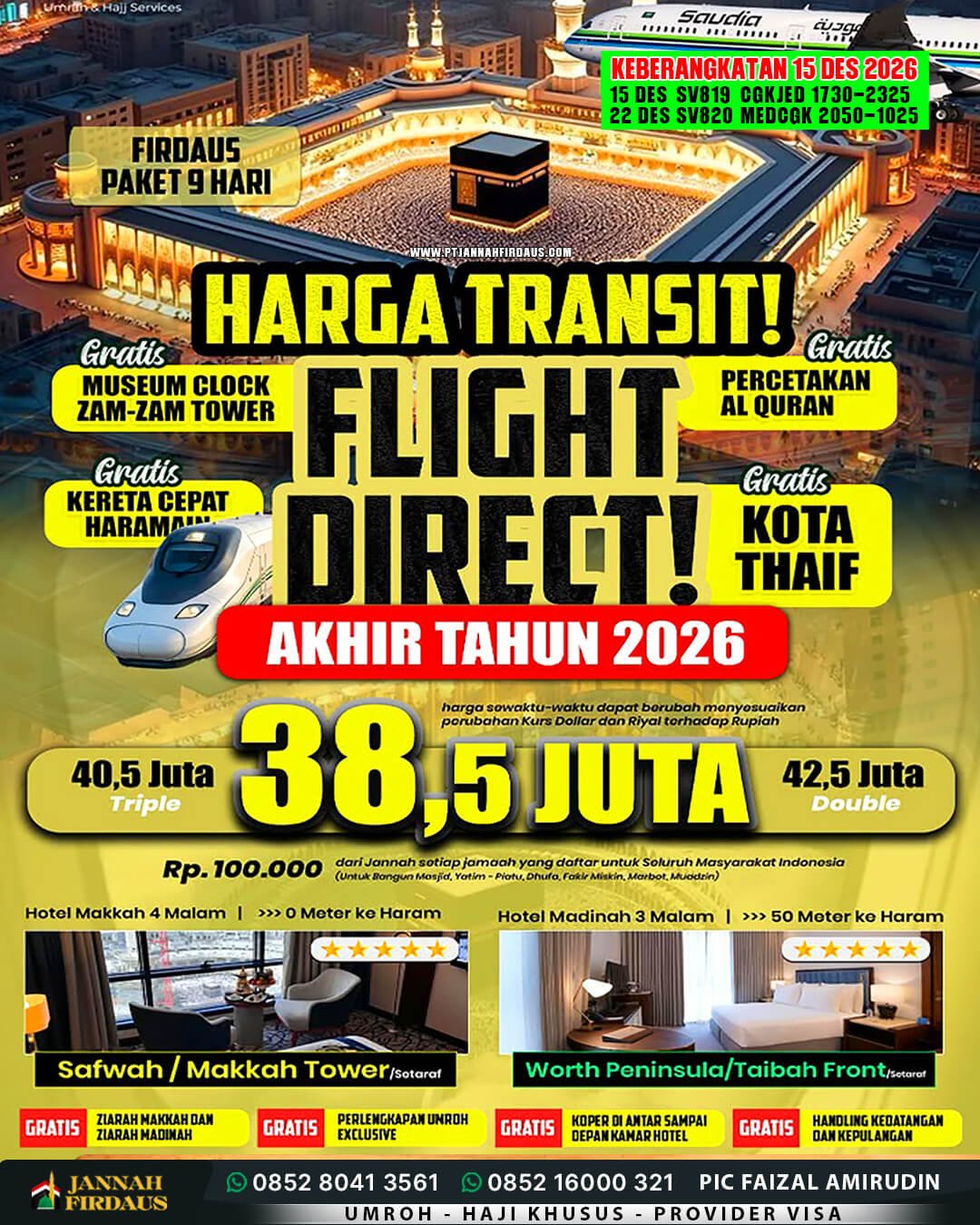 Harga Umroh Akhir Tahun 2026 6 umroh 9 hari akhir tahun 2026 paket firdaus 15 desember