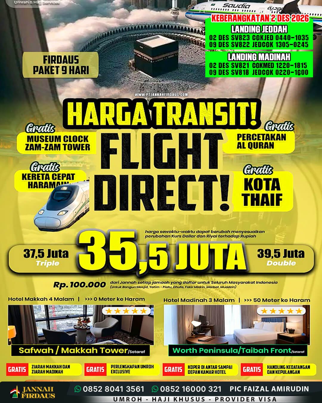 Harga Umroh Akhir Tahun 2026 5 umroh 9 hari akhir tahun 2026 paket firdaus 2 desember