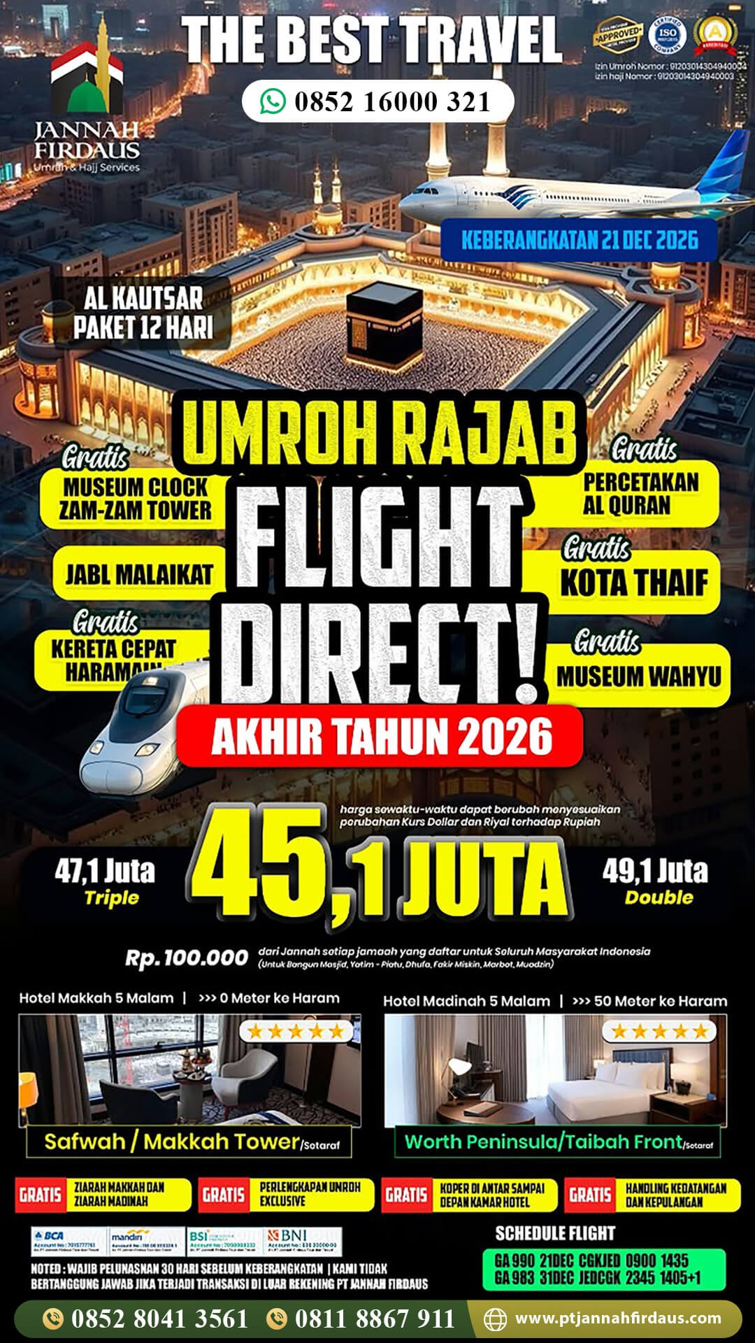 Harga Umroh Surabaya 2026 2027 14 umroh akhir tahun 2026 jannah firdaus paket alkautsar 12 hari