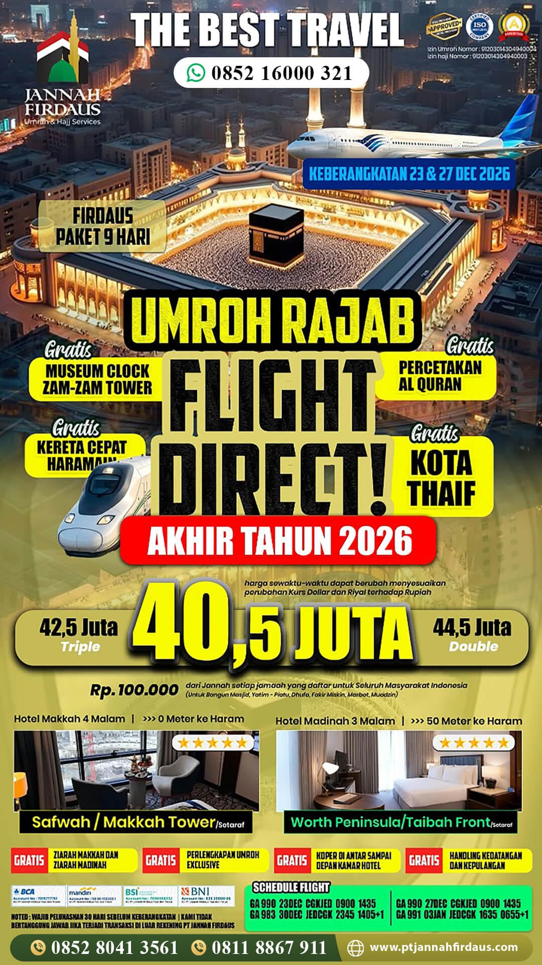 Harga Umroh Surabaya 2026 2027 12 umroh akhir tahun 2026 jannah firdaus paket firdaus 9 hari