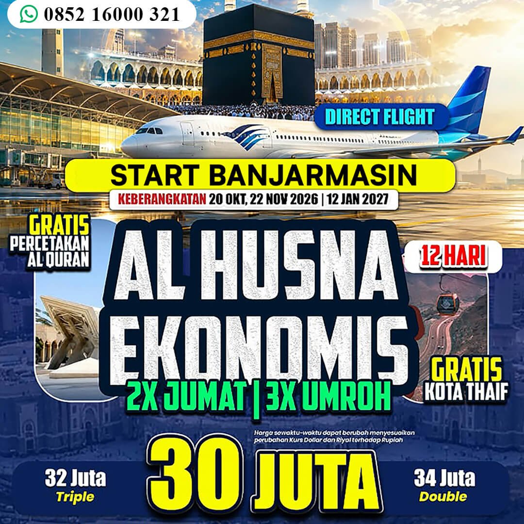Paket Bulan Ini 9 umroh banjarmasin jannah firdaus paket alhusna 12 hari 1448 hijriah