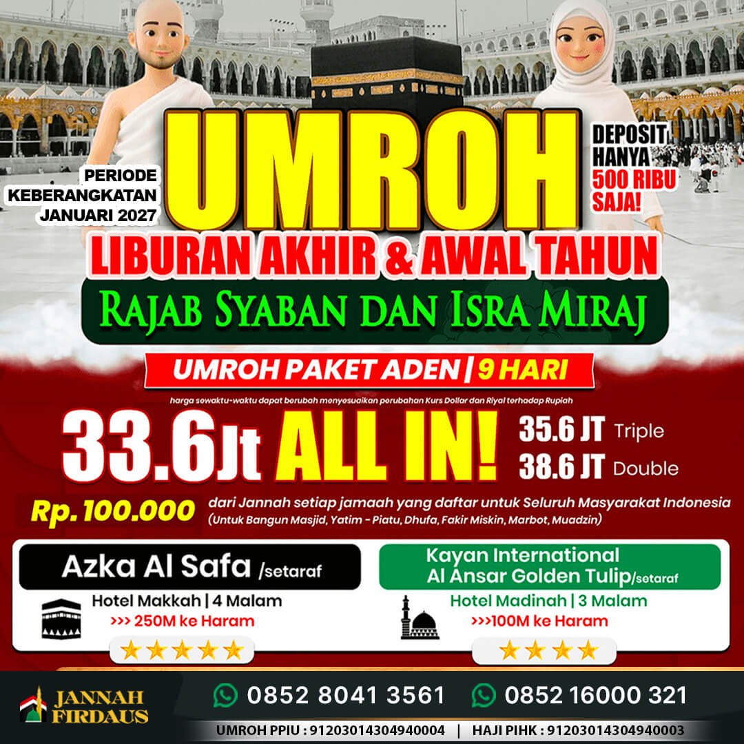 Harga Umroh 2027 75 umroh bulan januari 2027 paket aden