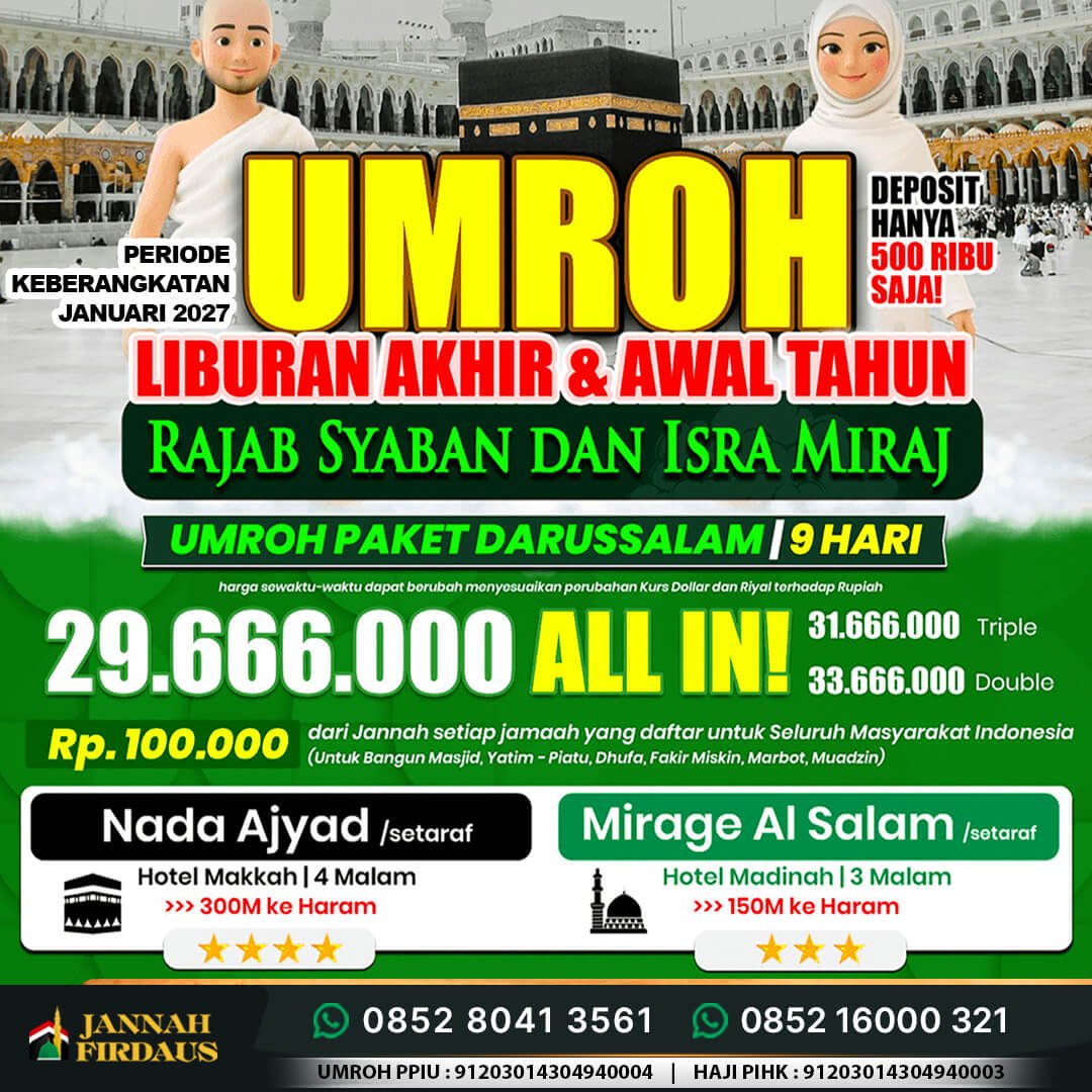 Harga Umroh 2027 74 umroh bulan januari 2027 paket darussalam