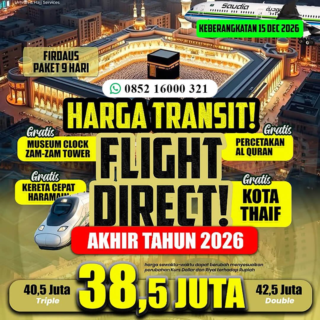 Paket Bulan Ini 116 umroh desember 2026 jannah firdaus paket firdaus 9 hari