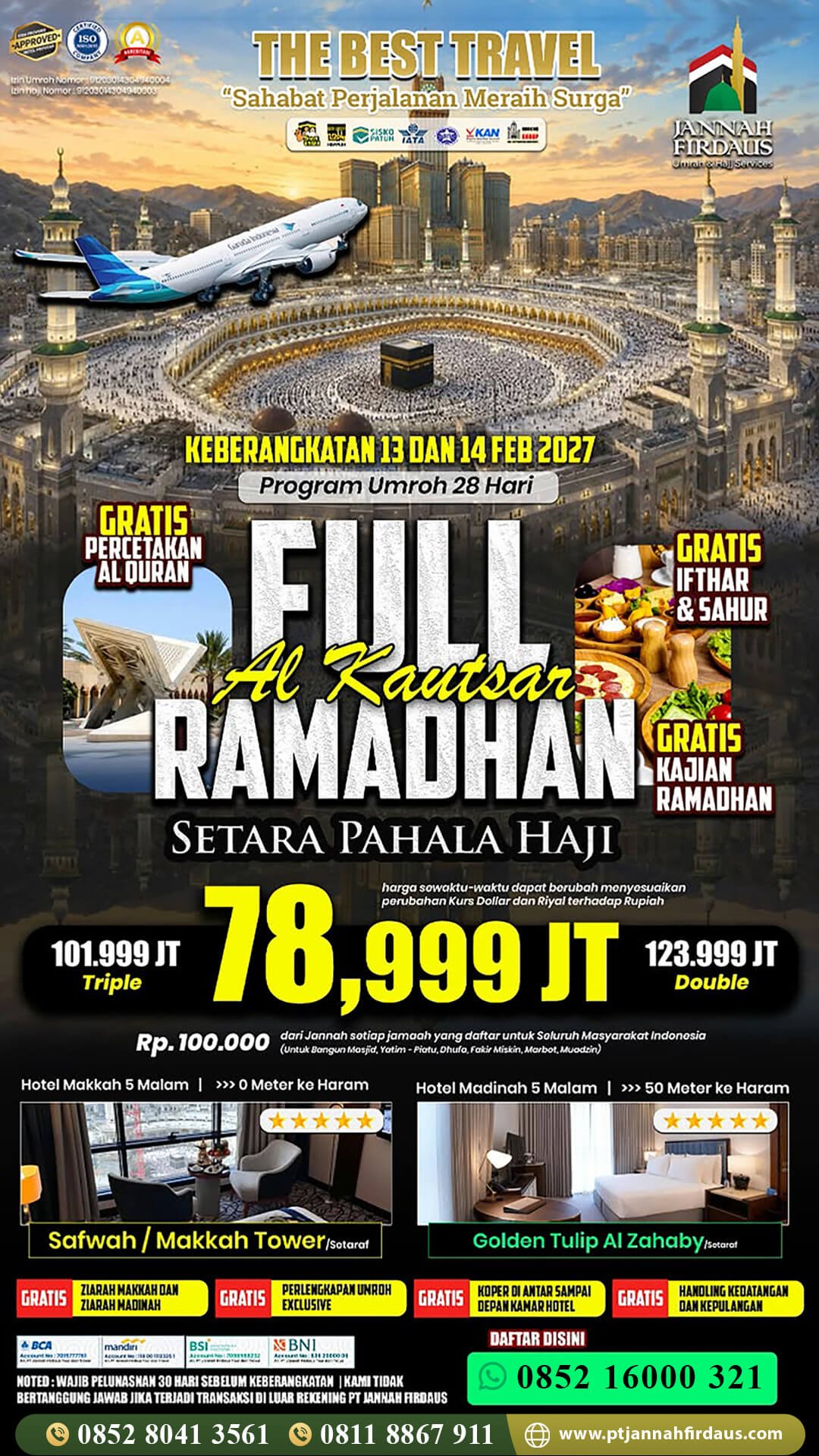 umroh full ramadhan 2027 jannah firdaus paket alkautsar 1448 hijriah