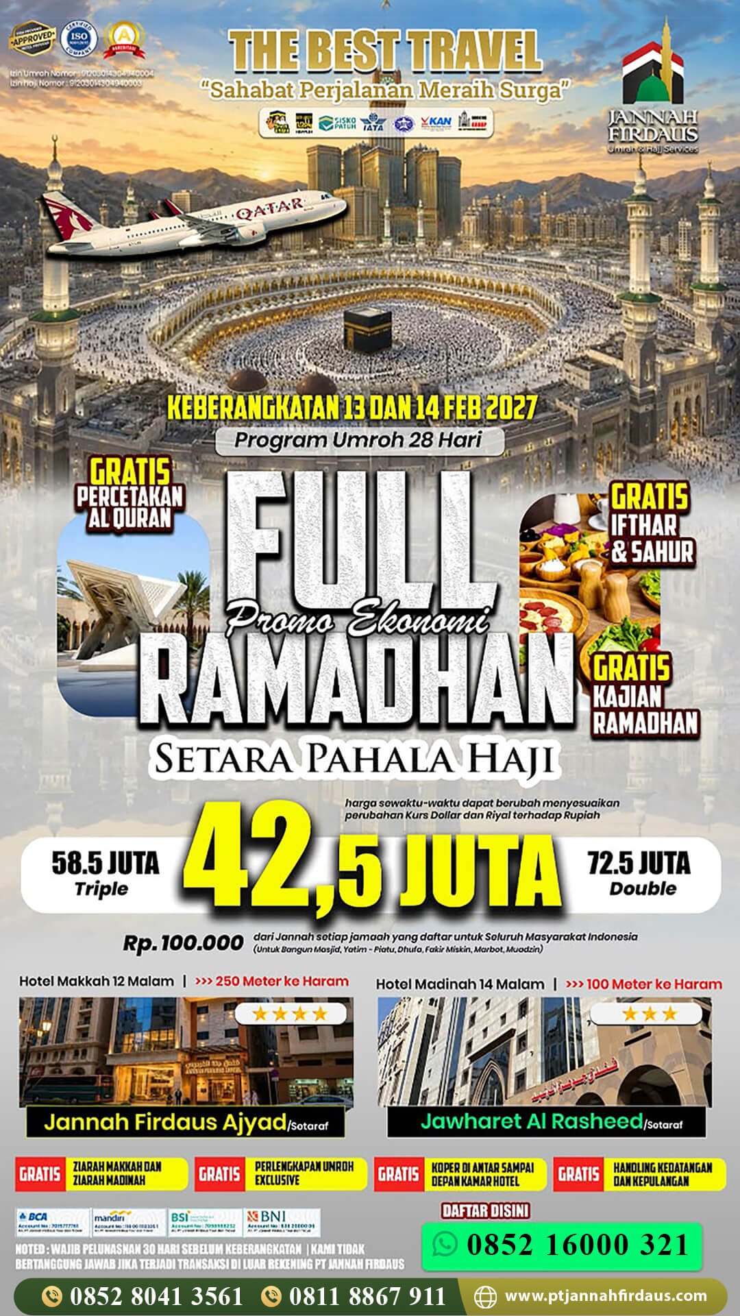 umroh full ramadhan 2027 jannah firdaus paket ekonomis 1448 hijriah