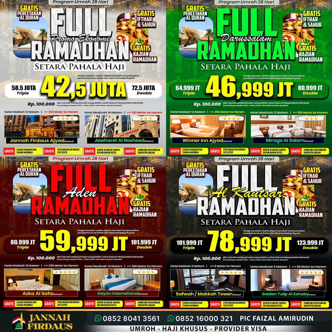 Jannah Firdaus Travel Umroh Haji 140 umroh full ramadhan 2027 pt jannah firdaus 1448 hijriah