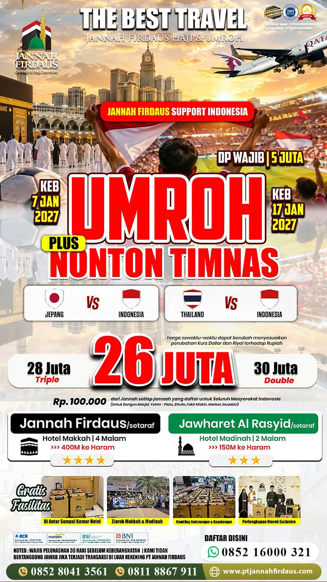 umroh januari 2027 plus nonton timnas