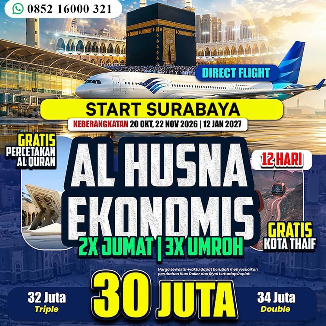 umroh surabaya jannah firdaus paket alhusna 12 hari 1448 hijriah