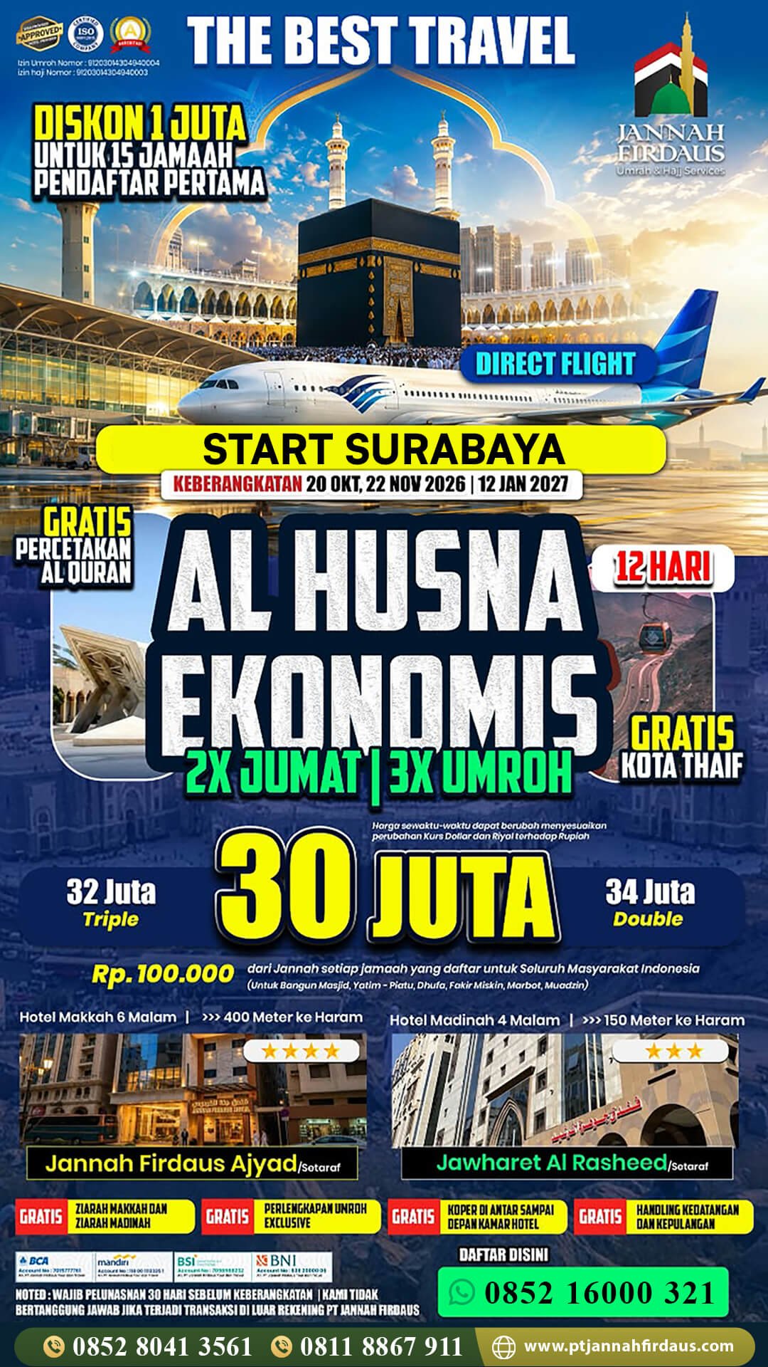 Harga Umroh Surabaya 2026 2027 1 umroh surabaya jannah firdaus paket alhusna 1448 hijriah