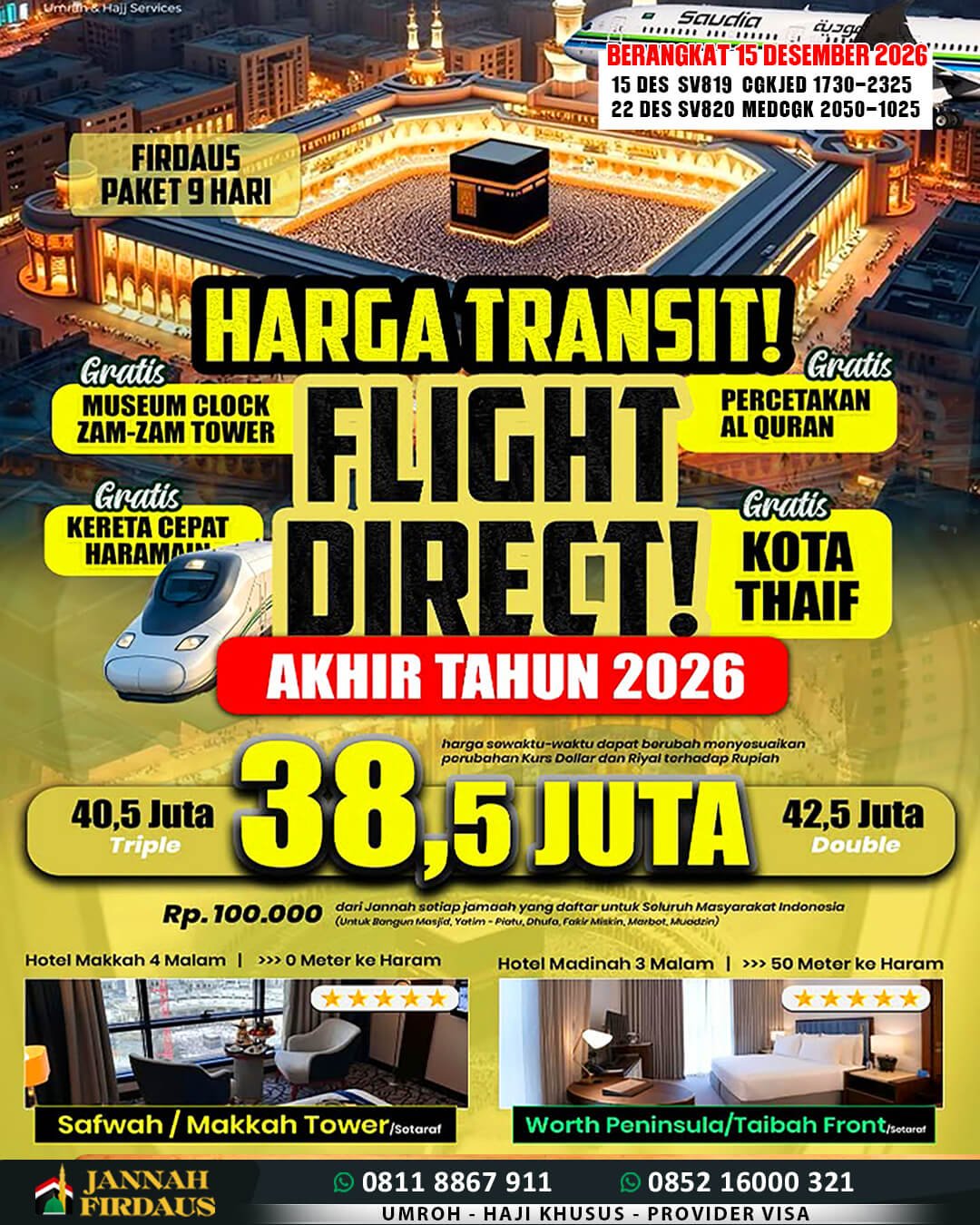 Biaya Umroh 2026 Murah Jaminan Pasti Berangkat 28 jannah firdaus paket firdaus 15 desember 2026