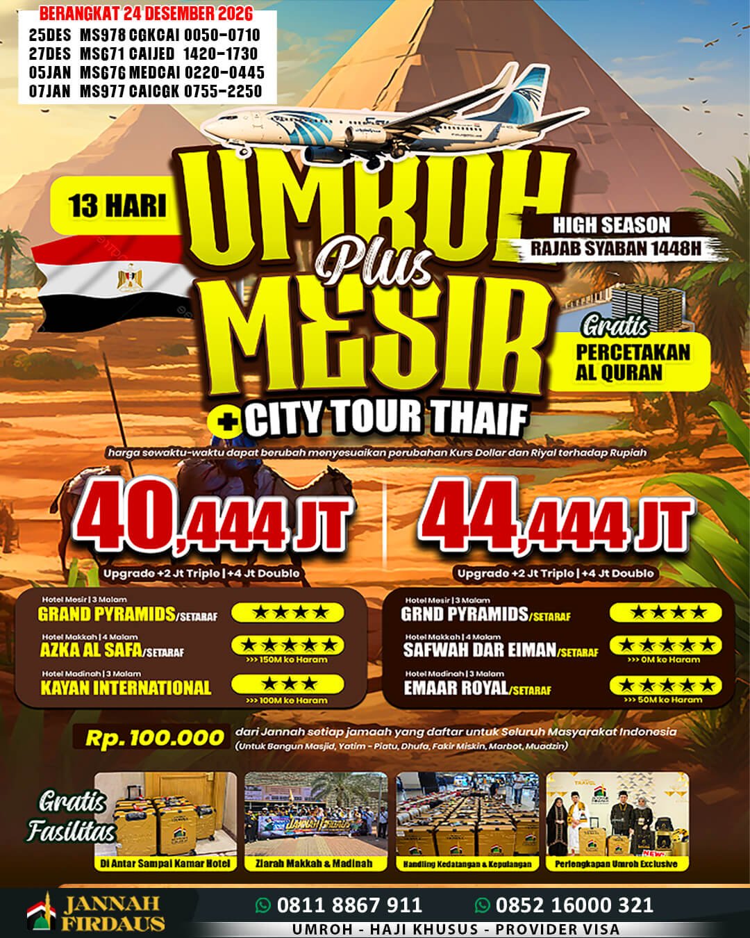 Biaya Umroh 2026 Murah Jaminan Pasti Berangkat 37 jannah firdaus paket umroh plus mesir 24 desember 2026